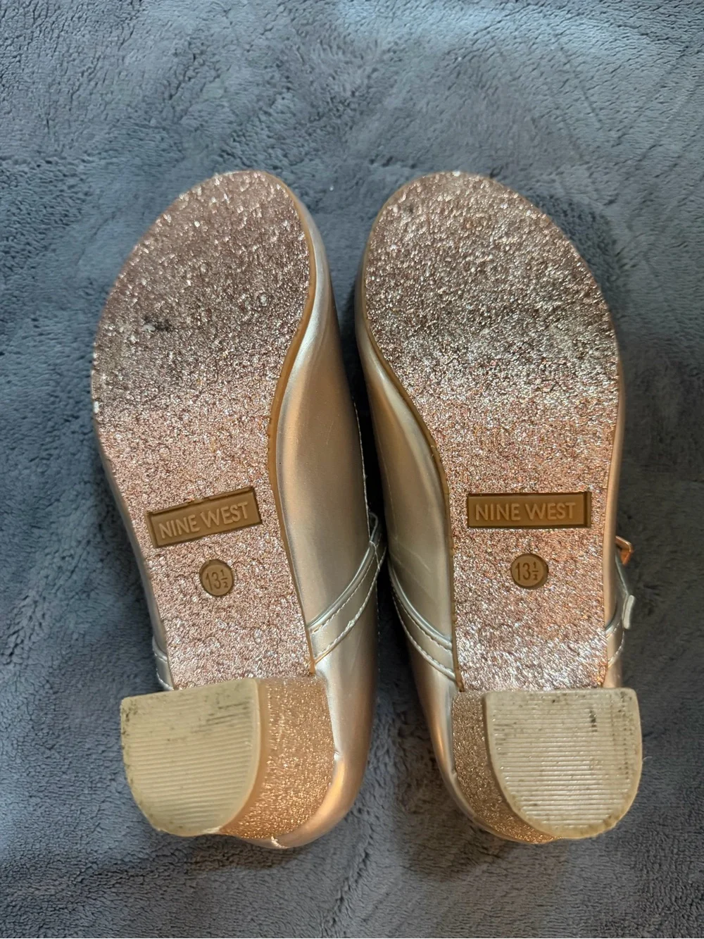 Nine West Youth Girls Aiza Rose Gold Mary Jane Block Heel Pumps